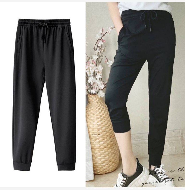 Big-name OEM men's and women's couple models Tencel Roman cloth slimming elastic quick-drying sports casual pants