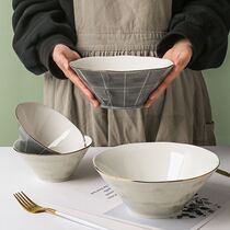 Noodle Bowl Advanced Sensation Light Luxurious Home Creative Soup Noodle Ceramic Ritual Sensation Cutlery Eating Noodles Bucket Hat Salad Noodle Great Bowl