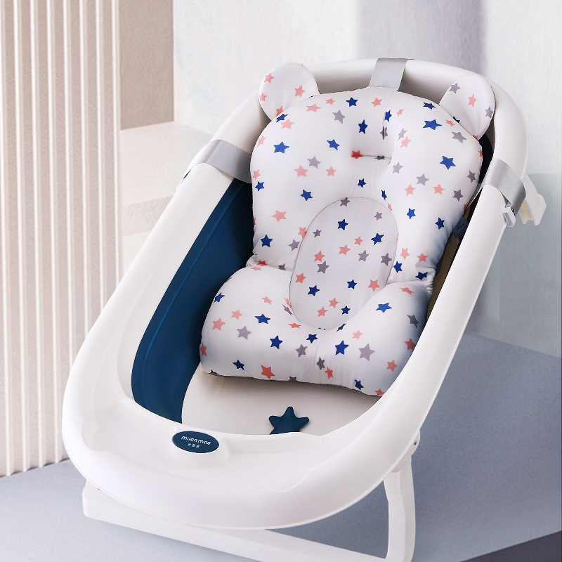 Newborn baby bathing artifact can sit and lie in the bathtub with net pocket bath bed non-slip universal baby suspension bath mat sponge