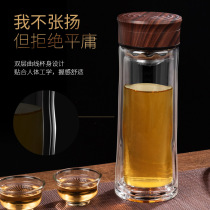 IKXO high-end double glazed cup mens small leaf purple sandalwood tea cup portable water glass superior heat insulation gift box dress