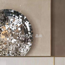 Modern light luxury hotel living room mirror wall decoration Villa model room background wall decorative art metal wall Wall customization