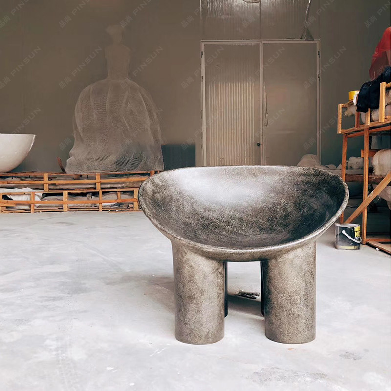 New Chinese style creative abstract seat stainless steel sculpture leisure chair stool indoor and outdoor decoration ornaments Meichen custom