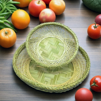 Bamboo storage hollow bamboo weaving products bamboo weaving plate storage