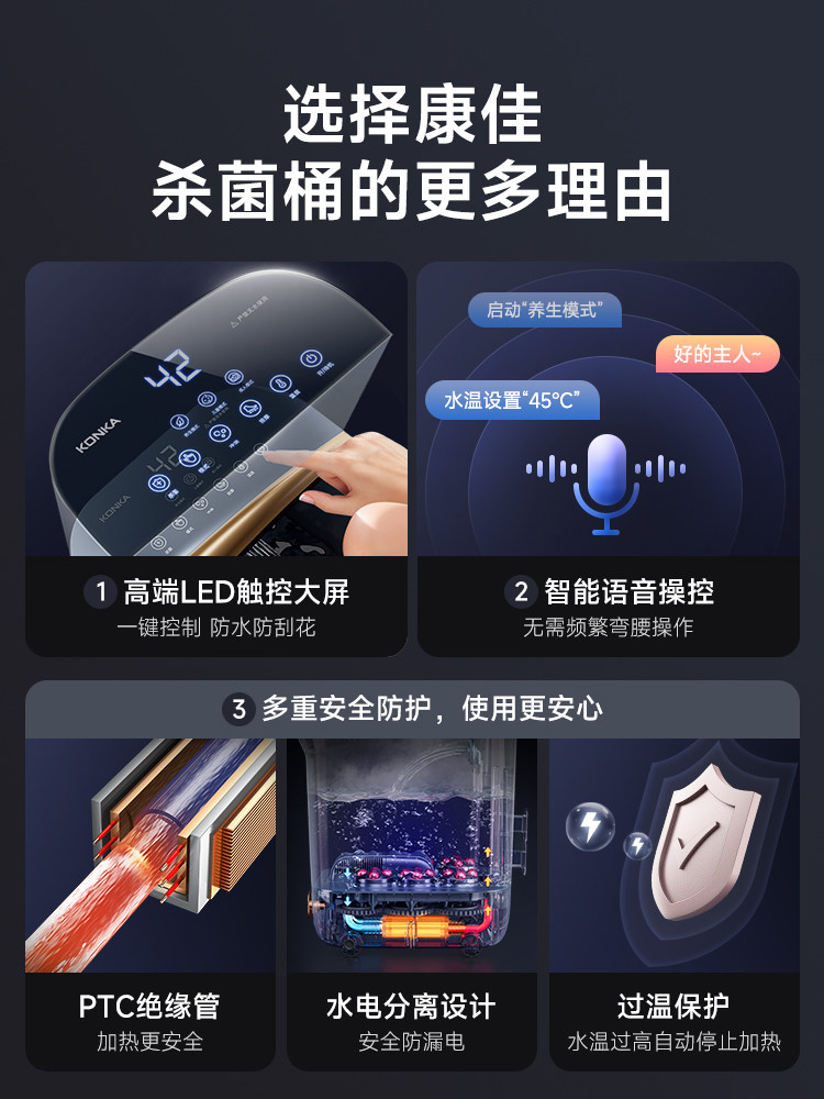 Konka Foot Bath Bucket Fully Automatic Knee-High Heating Constant Temperature Massage Deep Bucket Electric Foot Bath Basin Home Foot Washing Basin