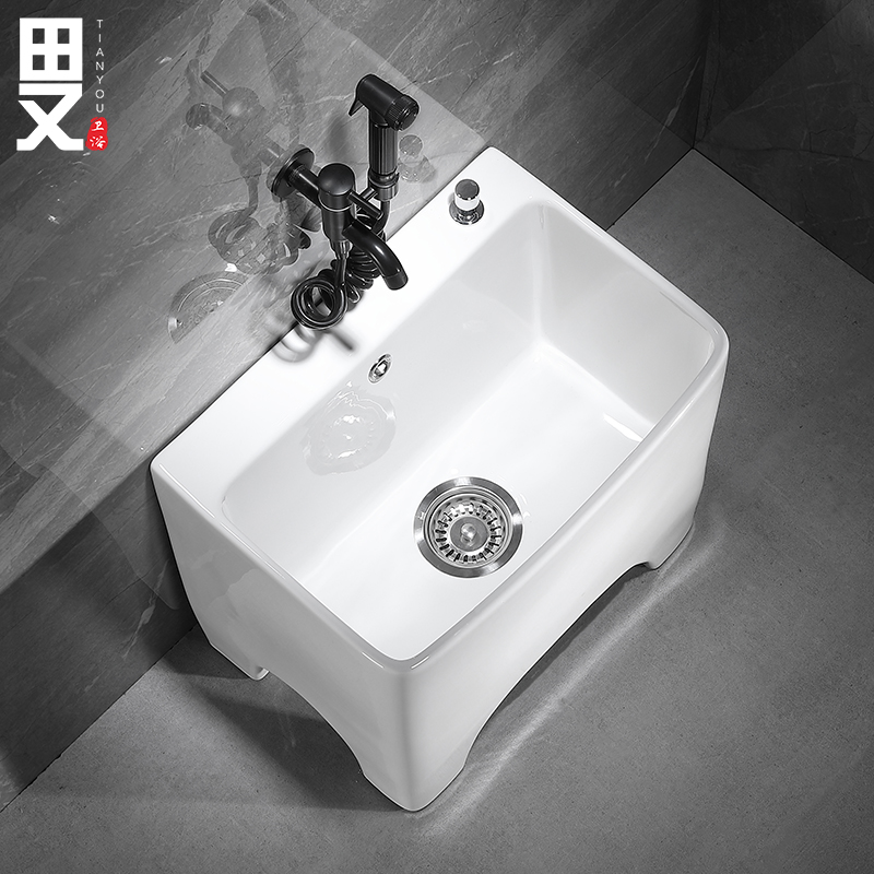 Field Again Mop Pool Ceramic High Foot Domestic Makeup Room Balcony Mop Pool With Leg Mound Bumpool Large drag bucket slot