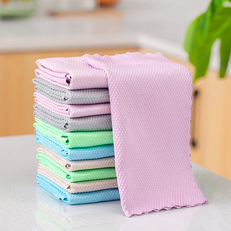 Fish scale rag wipe glass mirror absorbent without scar towel Home kitchen cleaning to remove the oil without removing the hair.