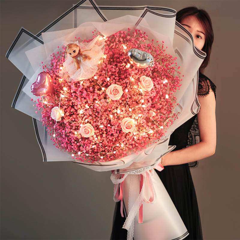 Gypsophila dry flower bouquet Valentine's Day gift girlfriend romantic large bunch of fake flower decoration creative gift 999