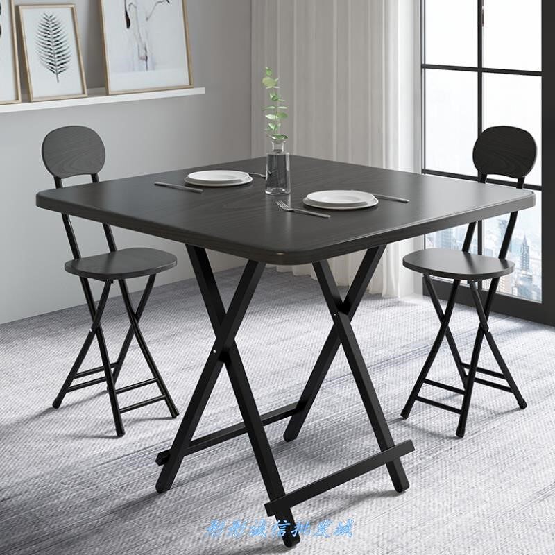 Small square table folding simple tea table desktop widened black bamboo wood grain wear-resistant rounded corner large panel long table
