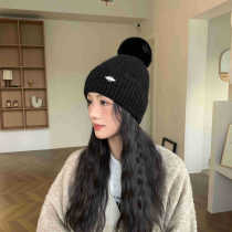 Korean style new rabbit fur knitted woolen hat autumn and winter Korean style versatile warm and cold hat ear protection letter commuting knitted hat