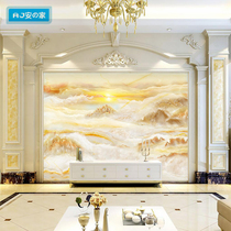 8D solid imitation marble decorated bamboo and wood fiberboard TV background wall European-style atmosphere living-room film and TV wall protection board
