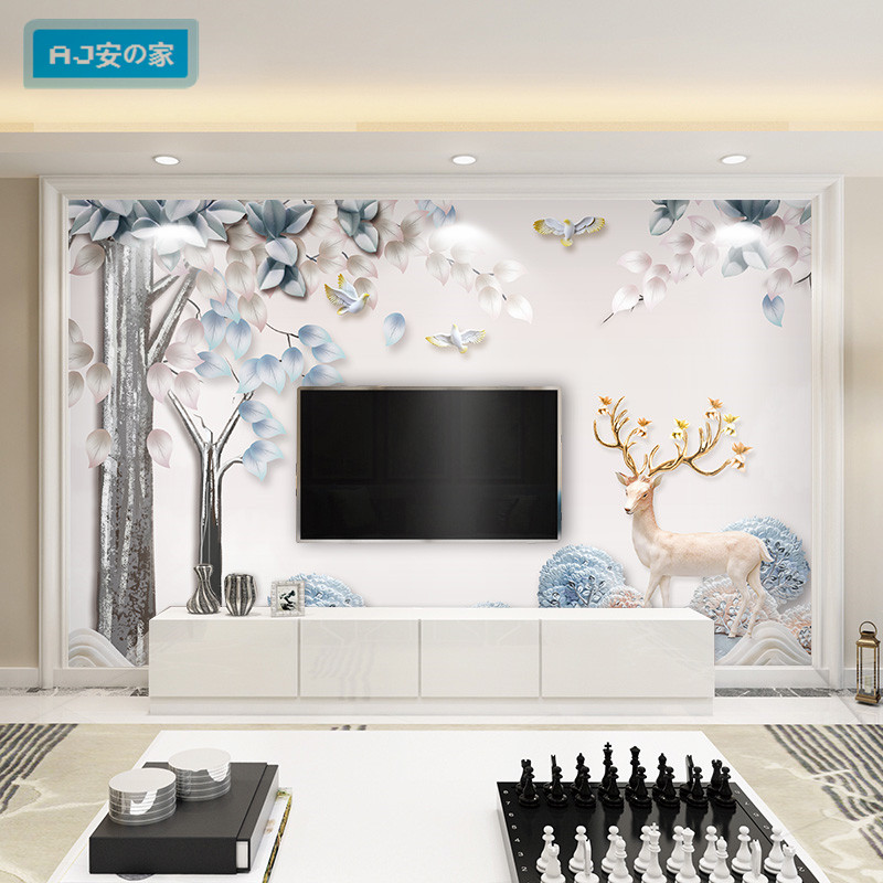 8D elk light luxury wall board bamboo fiber integrated wall wall TV background wall wall parlour fast wall board