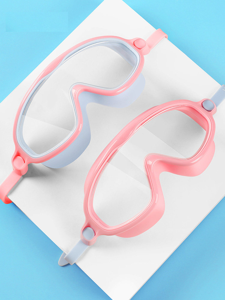 Children's large frame swimming goggles swimming cap suit waterproof diving mirror male and female child baby transparent professional swimming glasses equipment