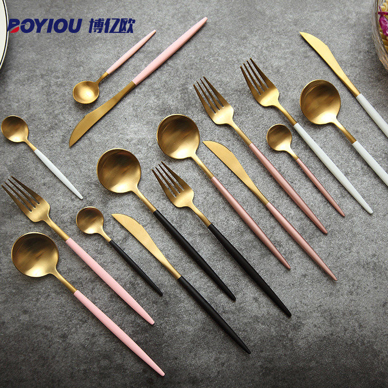 Bo Yiou 304 stainless steel high-grade Portuguese Western tableware set steak main meal knife dessert fork spoon