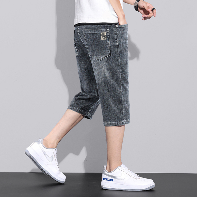 Men's Denim Shorts, Summer Thin Style, Loose Straight-Leg, Trendy Casual Capri Pants, 2025 New Model, 7% Stretch Men's Denim Shorts, Summer Thin Style, Loose Straight-Leg, Trendy Casual Capri Pants, 2025 New Model, 7% Stretch