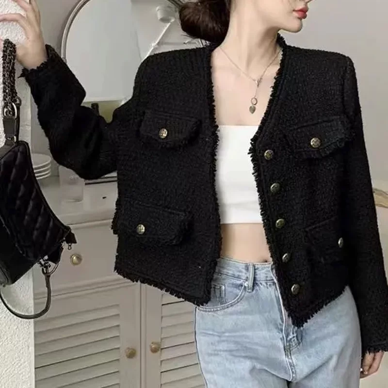 Осеннее шерстяное пальто, короткая куртка, стиль Chanel, высококачественный стиль, яркий запоминающийся стиль, французский стиль