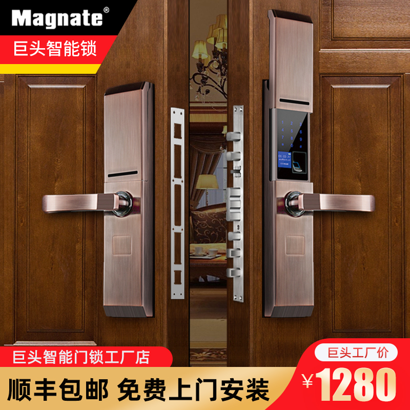 Giant Villa Gate Fingerprint Lock Home Security Door Double Door Intelligent Lock Waterproof Outdoor Electronic Lock Code Lock