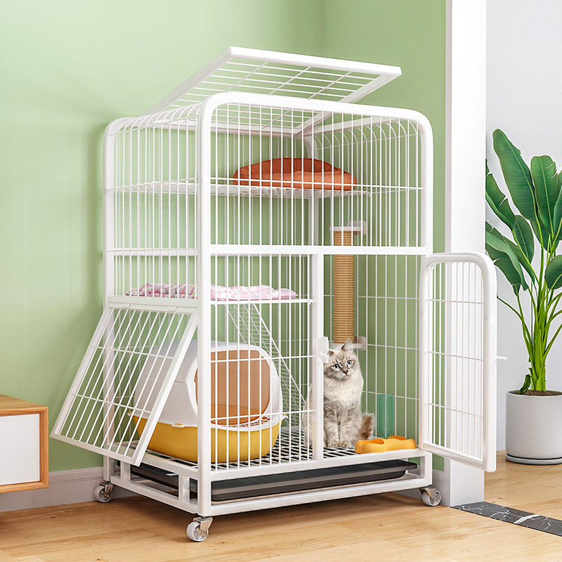 Cat Cage Home Cat House Cat House Kitty Small Super Free Space With Toilet Integrated Pet Two-storey Villa