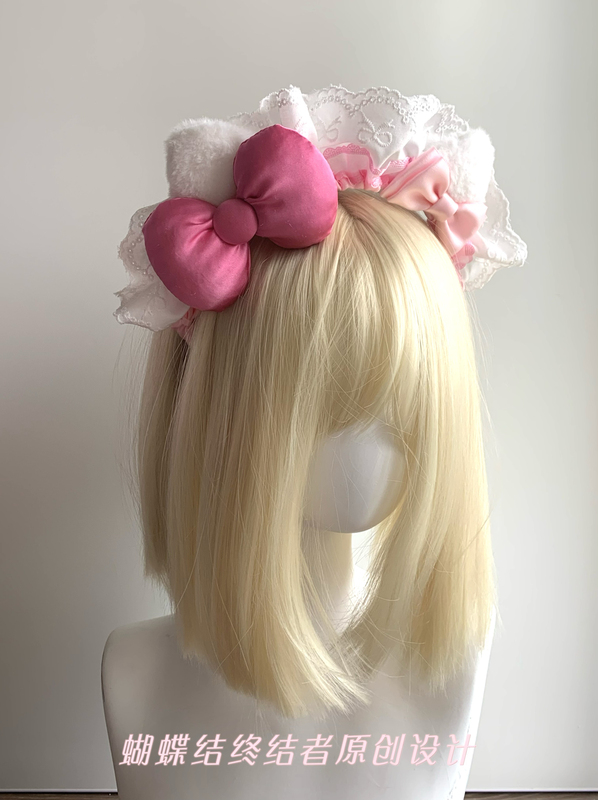 Free Shipping Original Handmade Kitty Bow Plush Headband Cute Kt Cat Face Washing Hairpin Headband Hair Accessory Kc