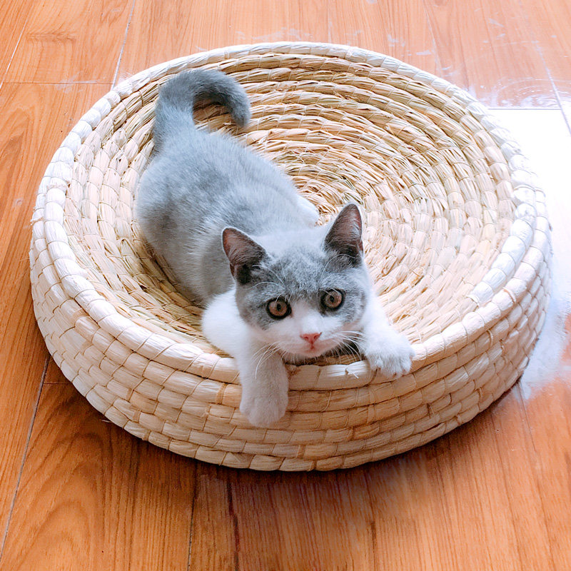 Cat Nest Four Seasons Universal Summer Rattan cohorts Bamboo Weave Cool Nest Kitty Summer Kitsch Kitsch Cat Bed Cat Sleeping Supplies