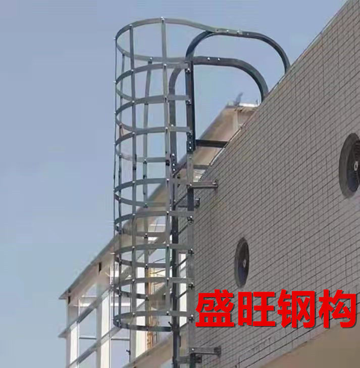 Galvanized steel climbing ladder guard cage stainless steel climbing ladder roof climbing ladder maintenance ladder steel pipe straight ladder Atlas climbing ladder against the wall ladder