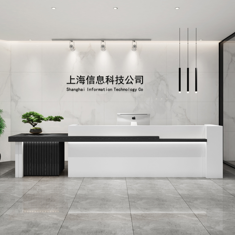 New Chinese Imitation Marble Bar Counter Company Hotel Front Desk Desk Reception Counter Clothing Shop Beauty Yard Cashier Counter