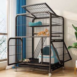 cat cage villa super large space free house cat cage indoor two-story with toilet cat pet cattery ເຮືອນ cat