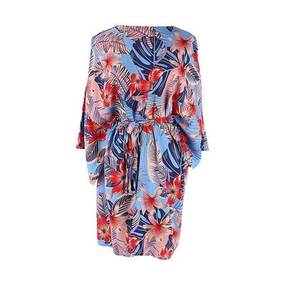 Fire Phoenix-Mu short blouse beach sunscreen cardigan bikini jacket swimsuit outside with rayon new cross