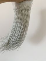 Luxurious silver rice beads tassel lace wedding dress shawl decorative headdress accessories embroidered He dance costumes