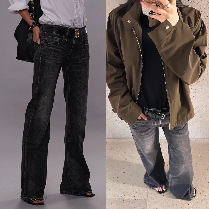The End of the Fashion Cycle Is Long-Termism @13 Japanese Stretch Cotton Heavy-Duty Washed Faded Low-Rise Flared Jeans