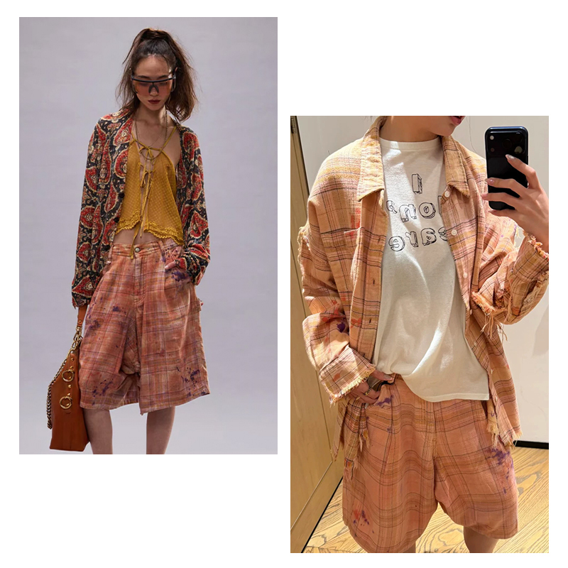 Refreshing and Anti-Greasy Sparkling Water~R13 Summer New Style Pure Cotton Brushed Plaid Flannel Double Pleated Workwear Mid-Length Pants Refreshing and Anti-Greasy Sparkling Water~R13 Summer New Style Pure Cotton Brushed Plaid Flannel Double Pleated Workwear Mid-Length Pants
