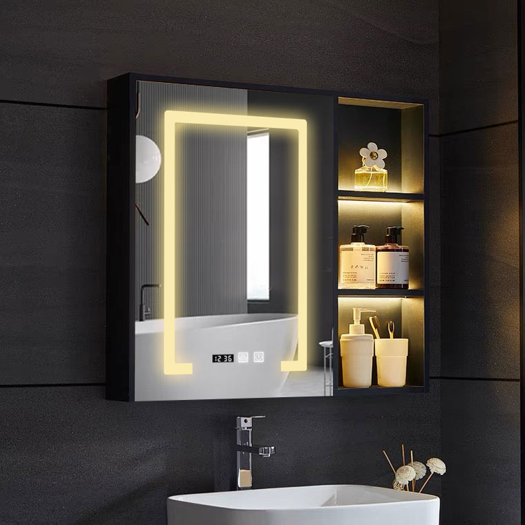 Bathroom toilet smart mirror cabinet separate wall type with lights custom mirror door light luxury solid wood placed mirror box mirror