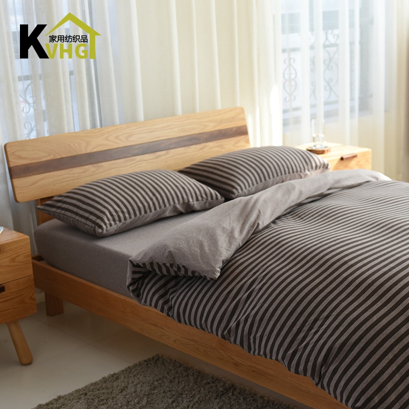 Tianzhu cotton bed four-piece set cotton pure cotton naked sleeping knitted cotton bed linen bed linen three-piece set