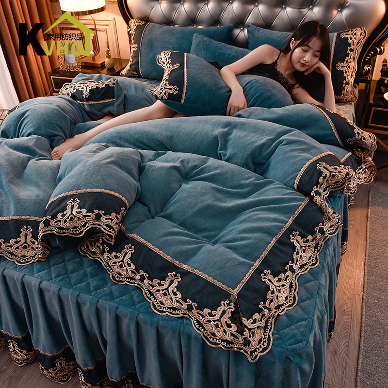 Thickened Flannel Four Sets High Gram Heavy Winter Bifacial Suede Baby Suede Quilt Cover Milk Suede Coral Suede