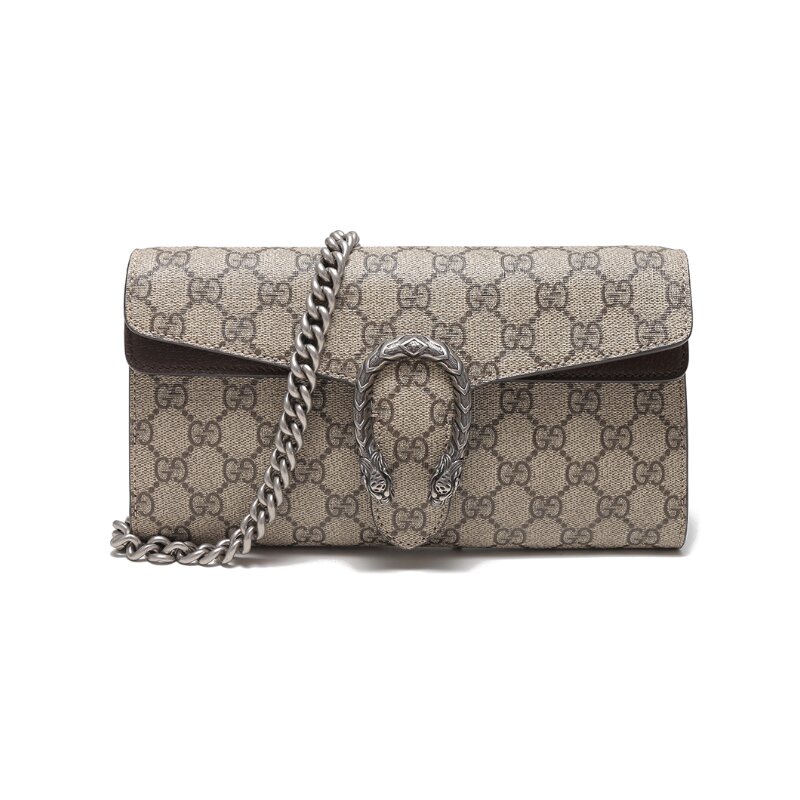 【GUCCI古驰 单肩包】GUCCI/古驰 女士Dionysus系列帆布配皮双虎头扣LOGO饰钉手提单肩斜挎包手拿包链条包酒神包小号 ...