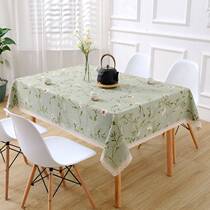 Rectangular small floral lace table cloth cotton and linen coffee table American pastoral cover towel green square waterproof and oil-proof