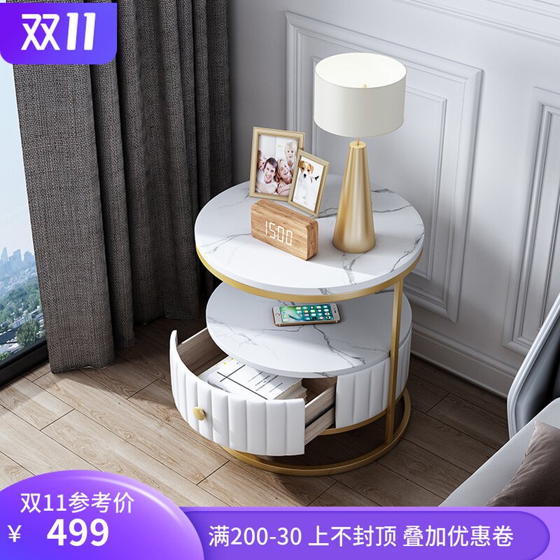 Light luxury sofa side cabinet living room simple modern bedside table Nordic marble slate side corner table small coffee table