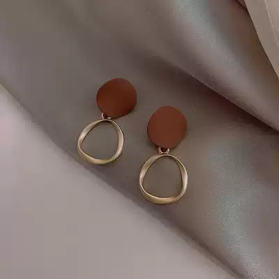 Wine red ear needle 2021 New Tide sterling silver hypoallergenic earring temperament high-end atmospheric earrings summer earrings