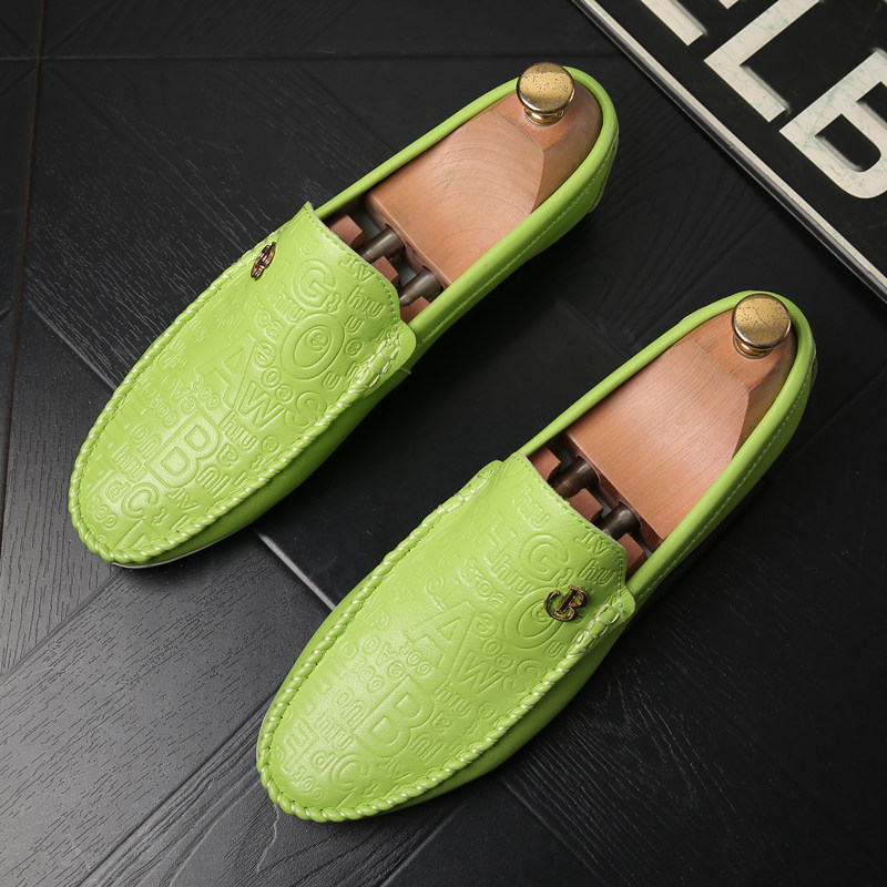 Tide Cards High-end Casual Bean Shoes Men 2022 Summer New leather breathable Soft Bottom Deodorant Driving Sloth Shoes
