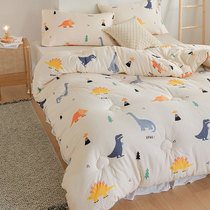 Children Winter Quilt Full Cotton Winter Cute Dinosaur Cotton Quilted By Cartoon Season Single Man Bed Pure Cotton Spring Autumn Quilt Core Universal