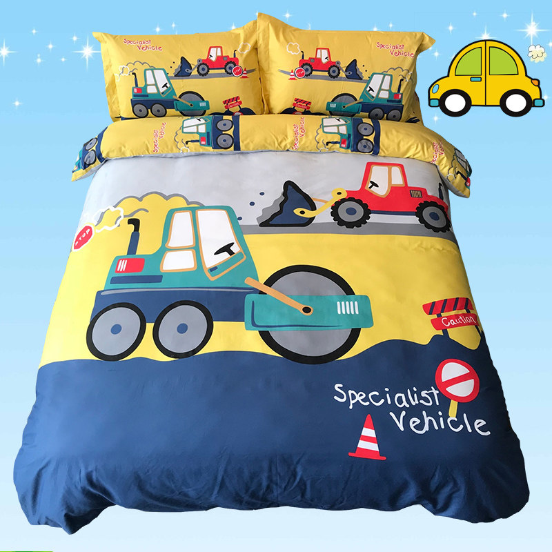 Full cotton quilts pure cotton Three-four pieces Cartoon Small Cars 1 5 1 2m Quilt Bedding for boys' children's room bedding