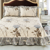 Cotton padded bed cover thickened cotton and cotton sheets Single bed skirt bed cover Three-piece wedding bedding 1 8m meters