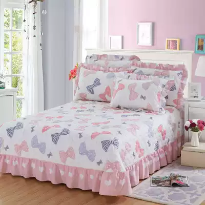Cotton bed cover single three-piece set 1 5 meters 1 8m cotton thickened bed single bed skirt padded bed cover 2 meters Princess style