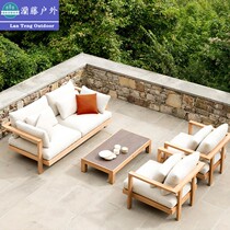 Outdoor Sofa Embalming Solid Wood Patio Waterproof Furniture Villa Garden Teak Teak Combined Hotel Folk and Leisure sofa