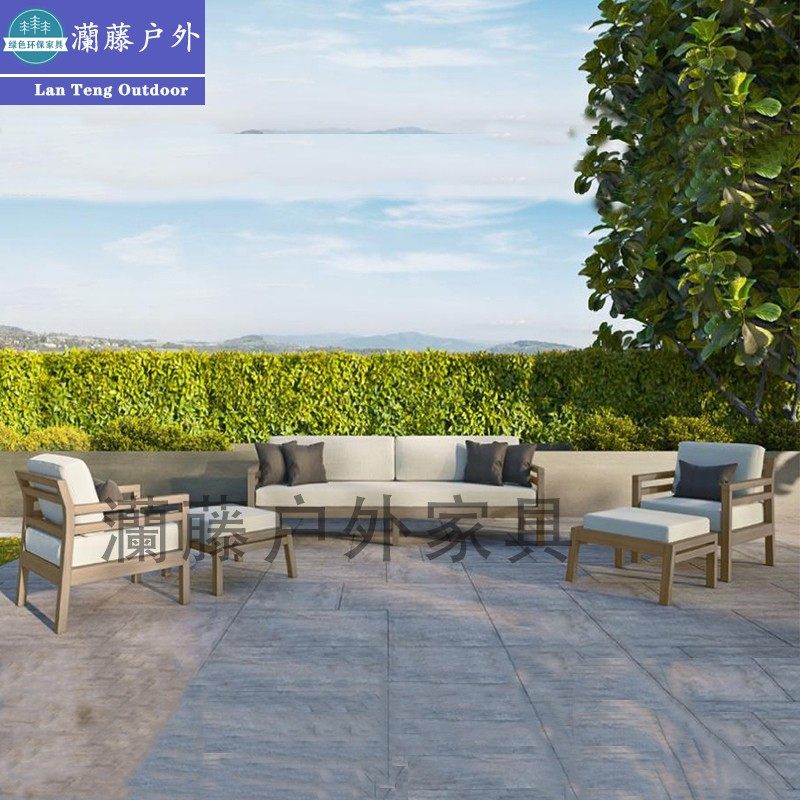 Outdoor teak sofa open sky garden anti-corrosion to old wood sofa designer Homestay chair furniture