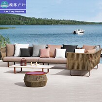 Outdoor Leisure Rattan Sofa Combined Patio Villa Outdoor Terrace Waterproof Sunscreen Open Garden Hotel Decent Board Room