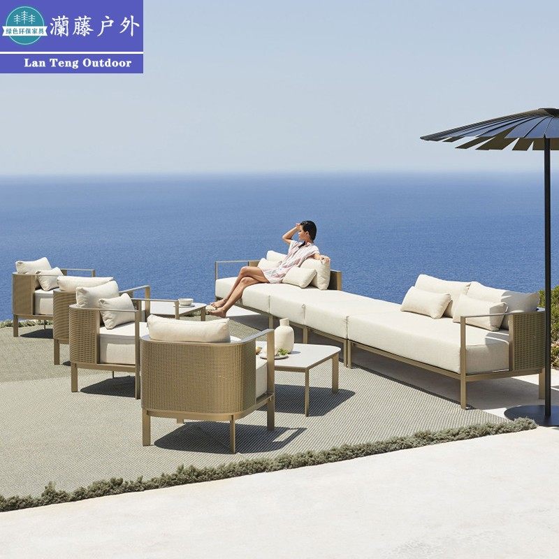 Outdoor sofa stainless steel metal courtyard hotel garden outdoor small apartment indoor simple leisure combination furniture