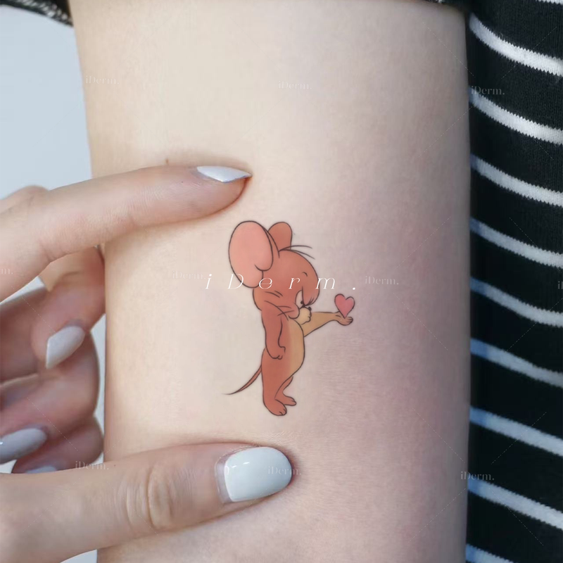 Iderm Cartoon ins Tom and Jerry Jerry Cute Tattoo Stickers Fun Waterproof Summer Long-Lasting Washable
