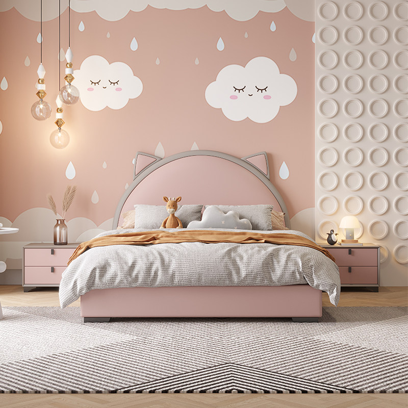 Children's bed girls Princess beds Bedrooms 1 5 m Single beds Young boys Jane about 1 2 small family leather beds