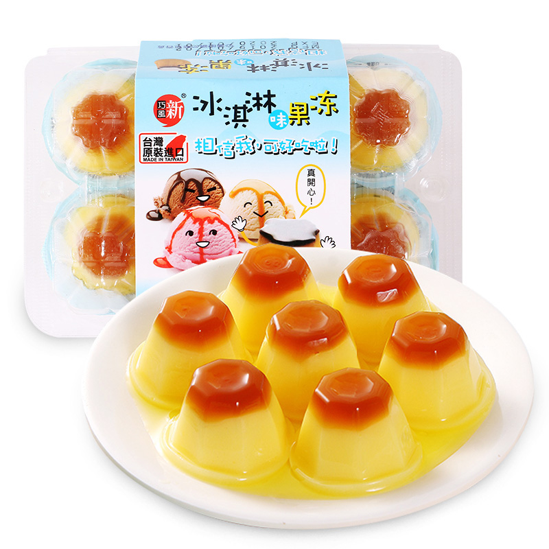 Taiwan's new Qianfeng Fruit Fruity Jelly Boxed Double Egg Ice Cream Mango Fruity Children Small Jelly Pudding Snacks