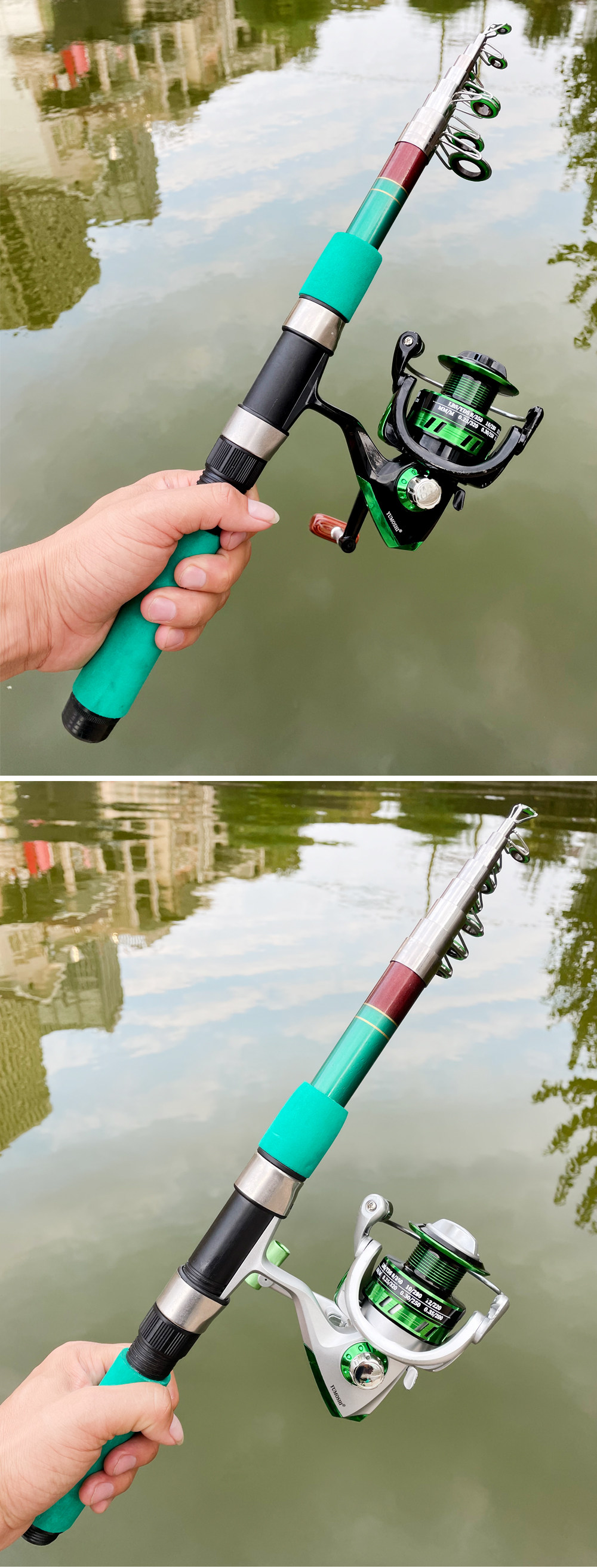 Море удочкой spinning rod and reel combo  telescopic fishing rod 1.8 2.1